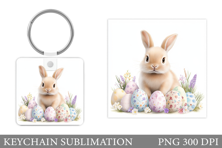 Easter Bunny Keychain Design. Easter Keychain Sublimation