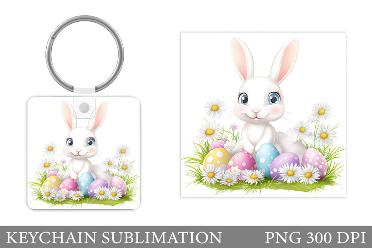 Easter Bunny Keychain Design. Easter Keychain Sublimation