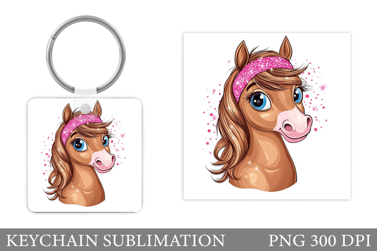 Horse Keychain Sublimation. Cute Horse Sublimation