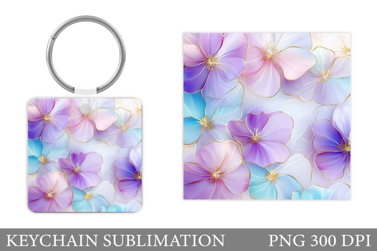 Flowers Keychain Design. Floral Keychain Sublimation