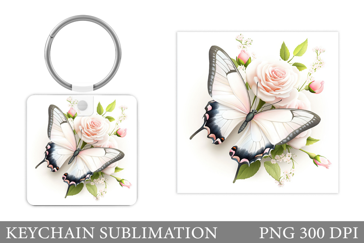 Butterfly Keychain Design. Butterfly Flowers Keychain