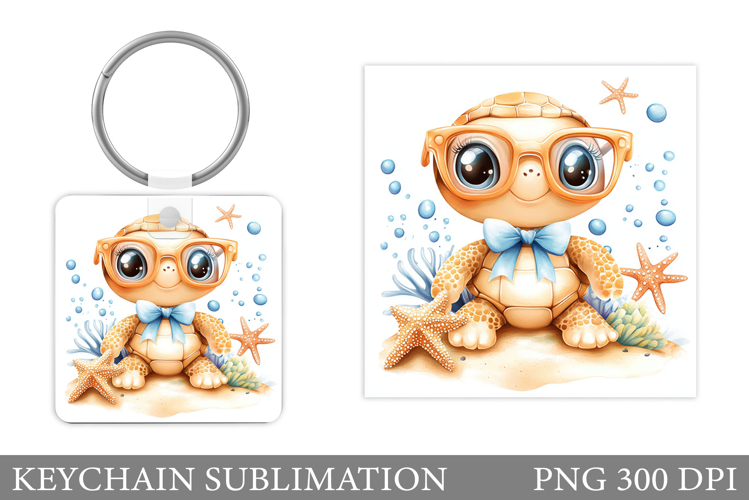 Cute Turtle Keychain Sublimation. Sea Turtle Sublimation