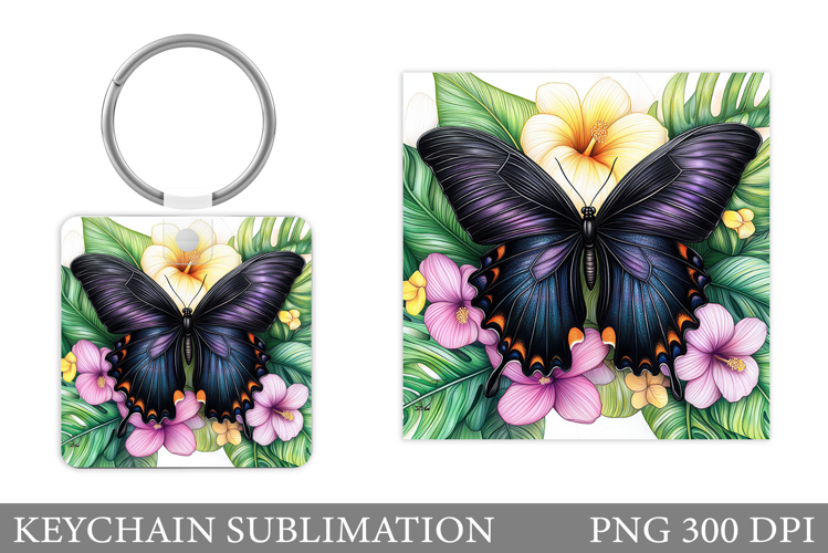 Butterfly Keychain Design. Butterfly Square Keychain