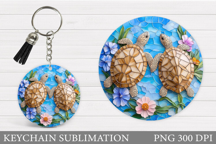 Turtle Keychain Sublimation. Sea Turtle Sublimation example image 1