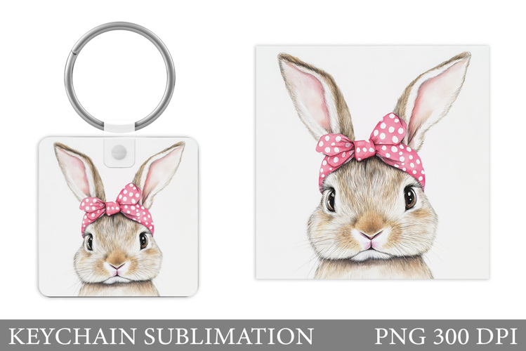 Cute Bunny Keychain Design. Cute Bunny Sublimation