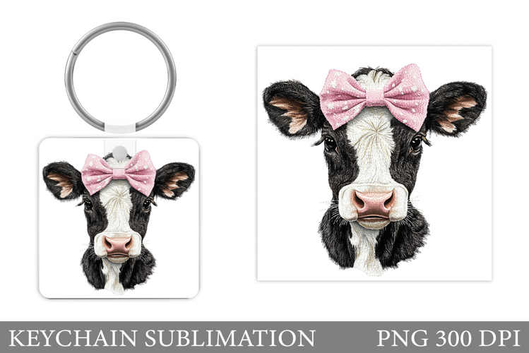 Cute Cow Keychain Design. Cute Cow Sublimation