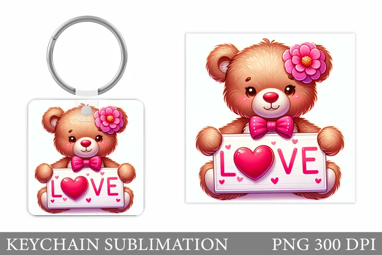Valentines Bear Keychain. Cute Bear Keychain Design