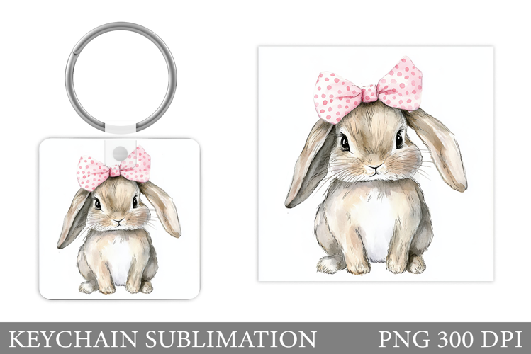 Cute Bunny Keychain Design. Cute Bunny Sublimation