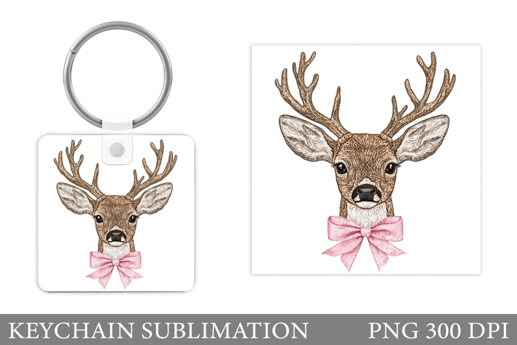 Cute Deer Keychain Design. Deer Keychain Sublimation