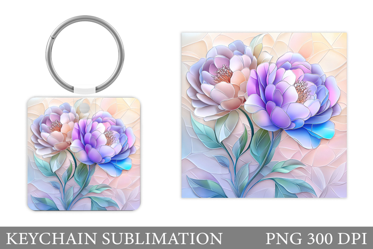 Flowers Keychain Sublimation. Floral Keychain Design