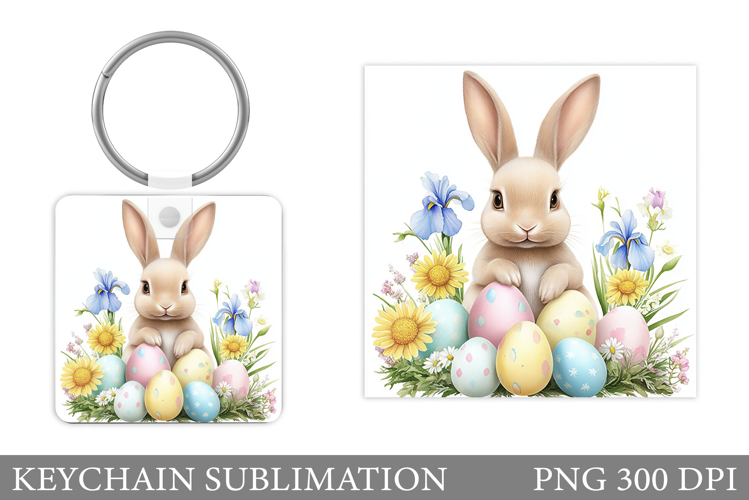 Bunny Keychain Design. Easter Keychain Sublimation
