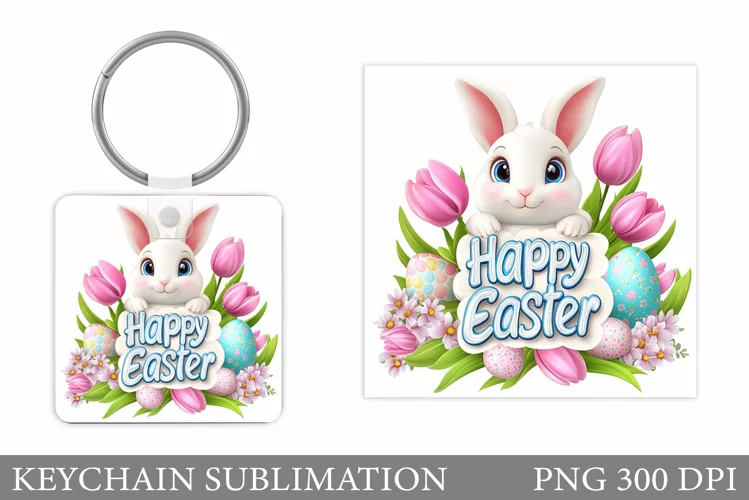 Easter Bunny Keychain Design. Easter Keychain Sublimation