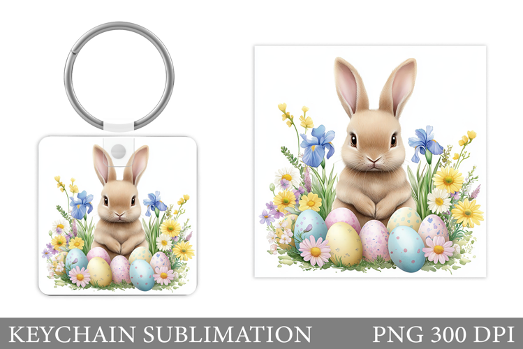 Easter Bunny Keychain Design. Easter Keychain Sublimation