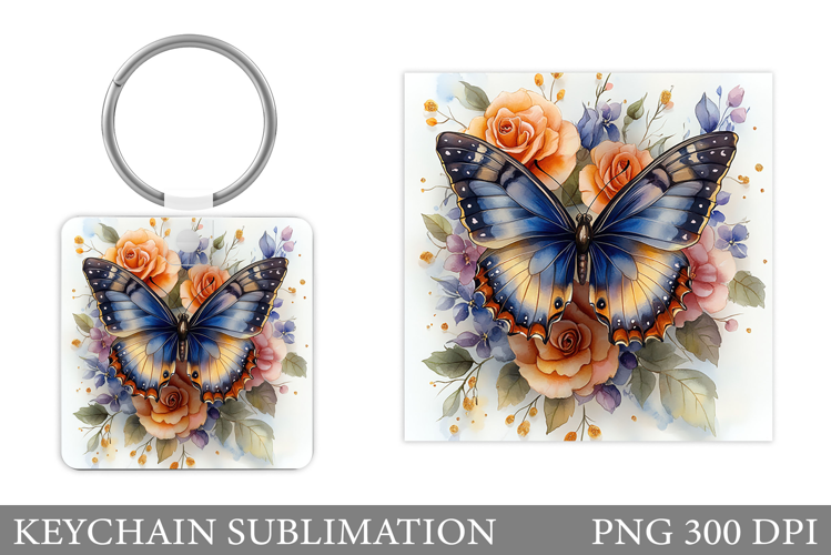 Butterfly Keychain Design. Butterfly Square Keychain