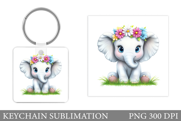 Cute Elephant Keychain Design. Cute Elephant Sublimation