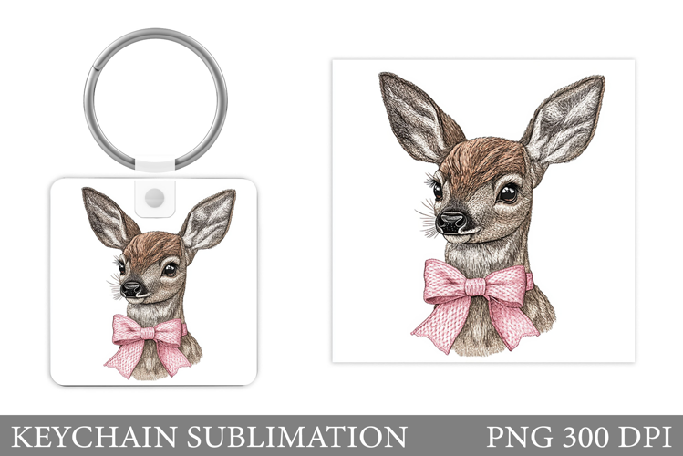 Cute Deer Keychain Design. Deer Keychain Sublimation