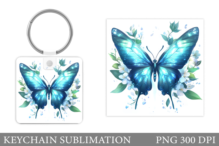 Butterfly Keychain Design. Butterfly Square Keychain