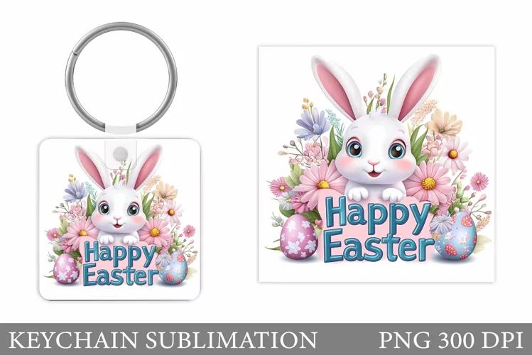 Bunny Keychain Design. Easter Keychain Sublimation