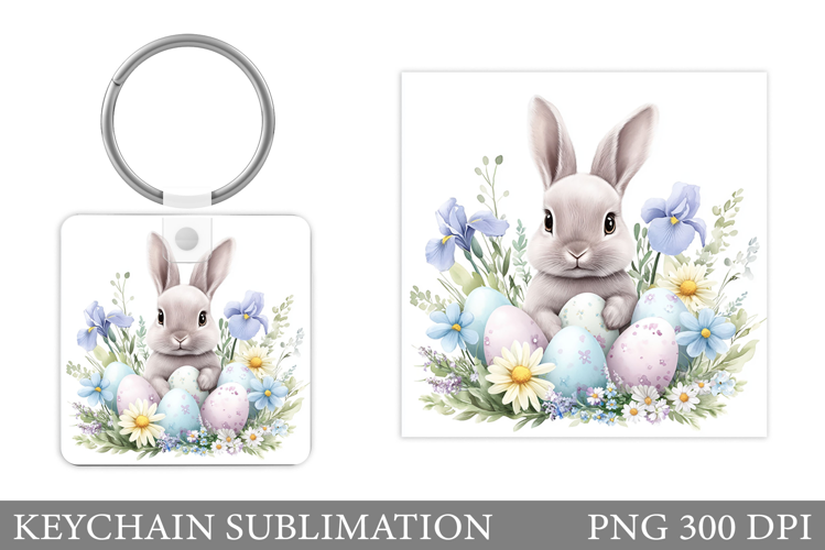 Easter Bunny Keychain Design. Easter Keychain Sublimation