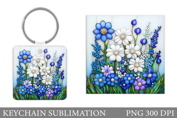 Flowers Keychain Design. Floral Keychain Sublimation