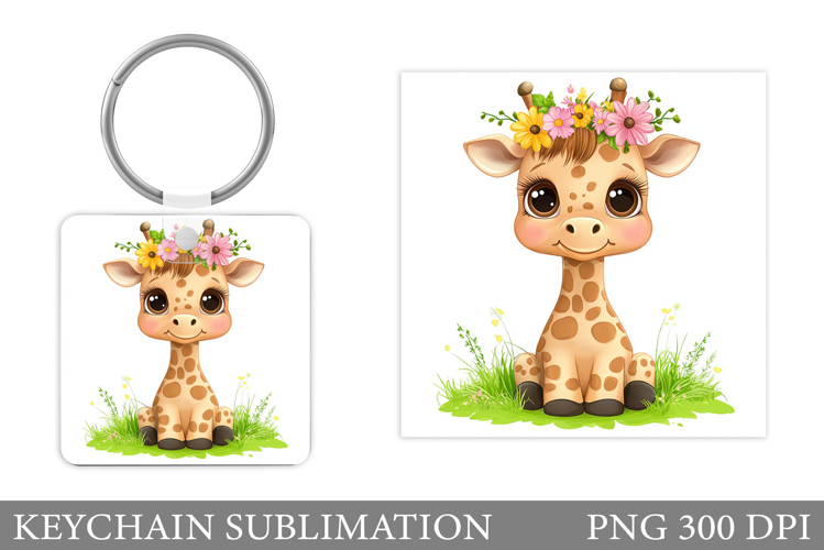 Cute Giraffe Keychain Design. Cute Giraffe Subliation