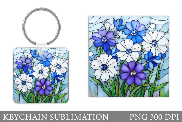 Flowers Keychain Sublimation. Floral Keychain Design