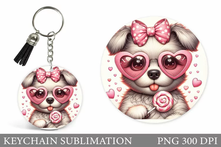 Valentines Dog Keychain. Valentines Keychain Sublimation