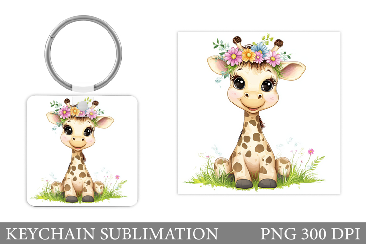 Cute Giraffe Keychain Design. Cute Giraffe Subliation