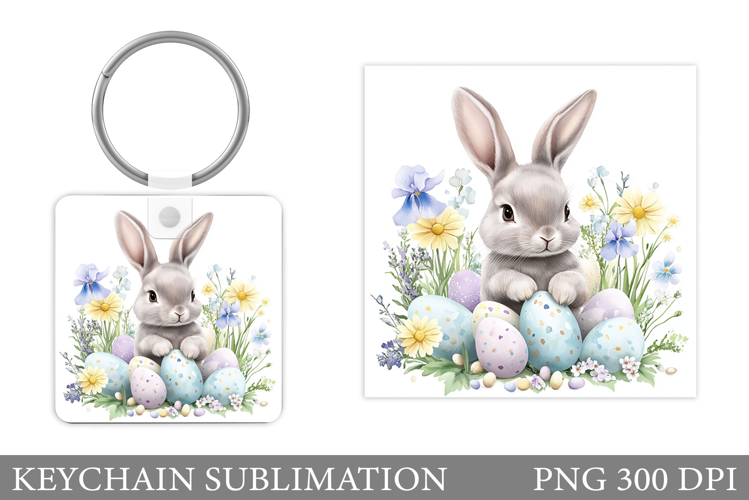 Easter Bunny Keychain Design. Easter Keychain Sublimation