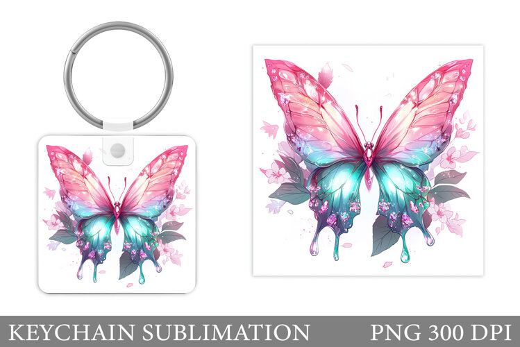 Butterfly Keychain Design. Butterfly Square Keychain example image 1