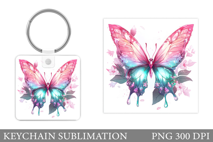 Butterfly Keychain Design. Butterfly Square Keychain