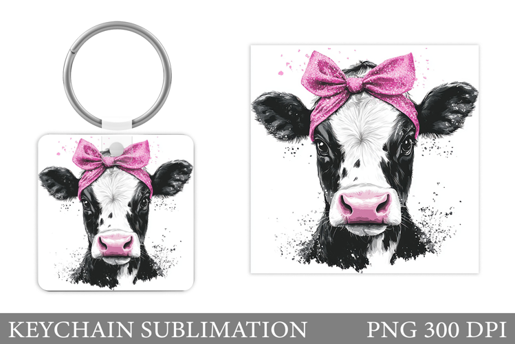 Cow Keychain Design. Cute Cow Sublimation