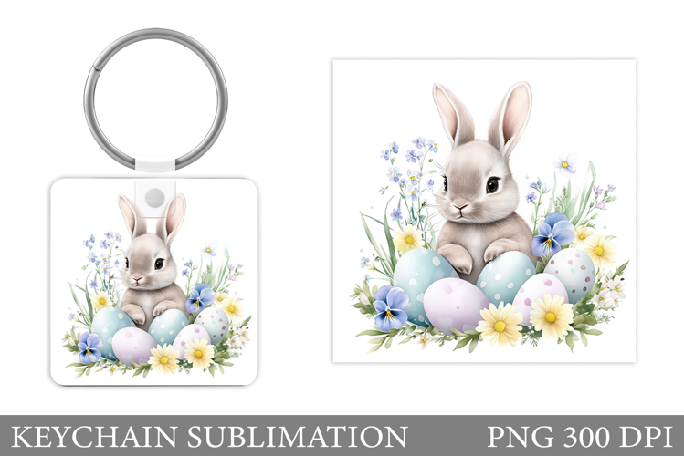 Easter Bunny Keychain Design. Easter Keychain Sublimation