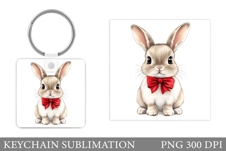 Cute Bunny Keychain Design. Cute Bunny Sublimation