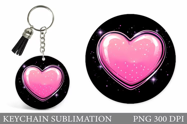 Heart Keychain Design. Heart Round Keychain Sublimation