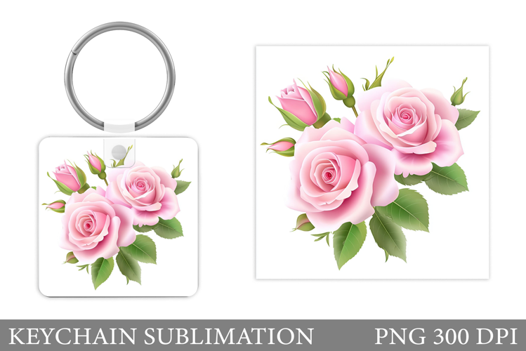 Roses Keychain Sublimation. Flowers Keychain Design
