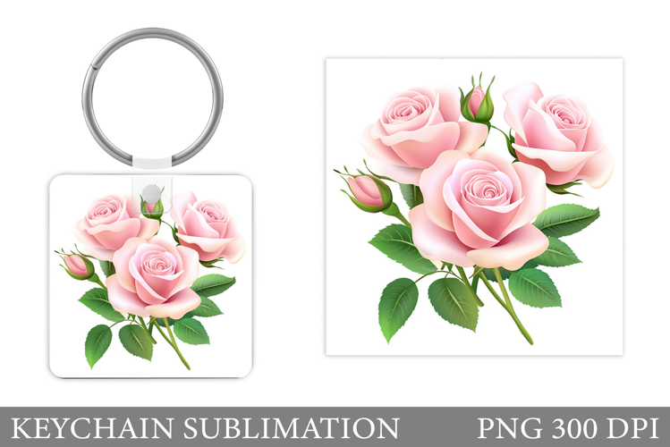 Roses Keychain Sublimation. Flowers Keychain Design