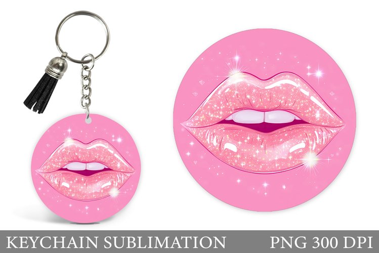 Lips Keychain Design. Valentines Keychain Sublimation example image 1