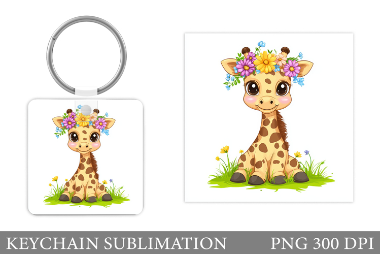 Cute Giraffe Keychain Design. Cute Giraffe Subliation