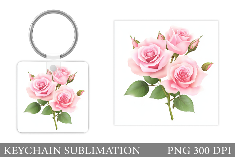 Flowers Keychain Sublimation. Roses Keychain Design
