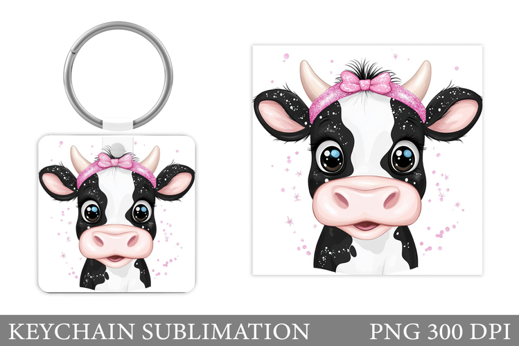 Cute Cow Keychain Design. Cute Cow Sublimation