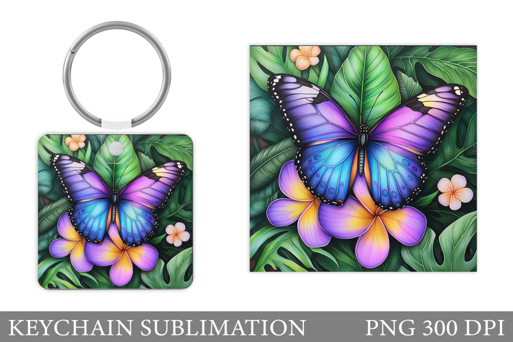 Butterfly Keychain Design. Butterfly Square Keychain