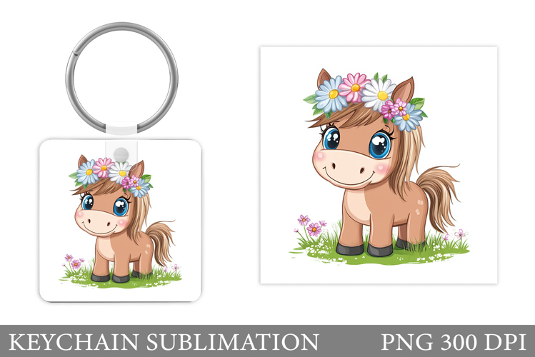 Horse Keychain Sublimation. Cute Horse Sublimation