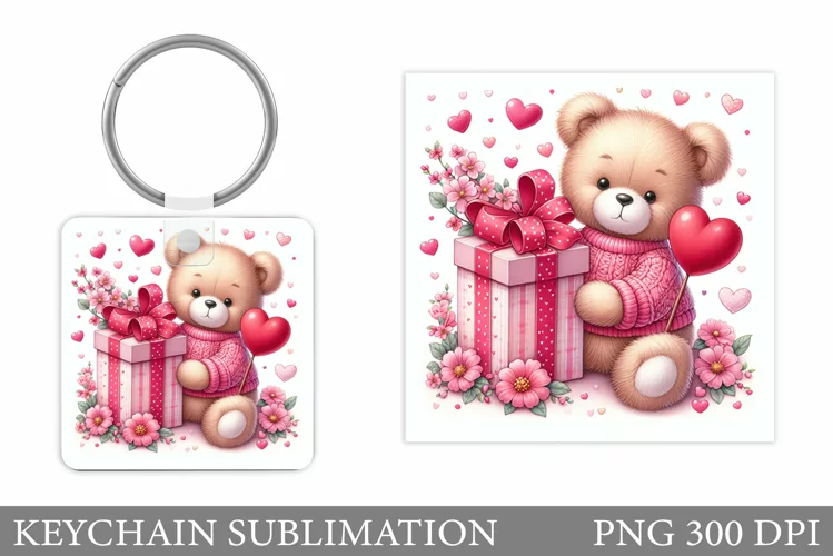 Valentines Bear Keychain. Valentines Keychain Design