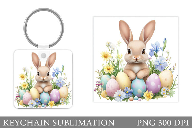 Easter Bunny Keychain Design. Easter Bunny Sublimation example image 1