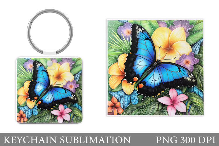 Butterfly Keychain Design. Butterfly Square Keychain example image 1