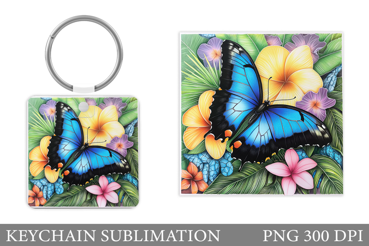 Butterfly Keychain Design. Butterfly Square Keychain