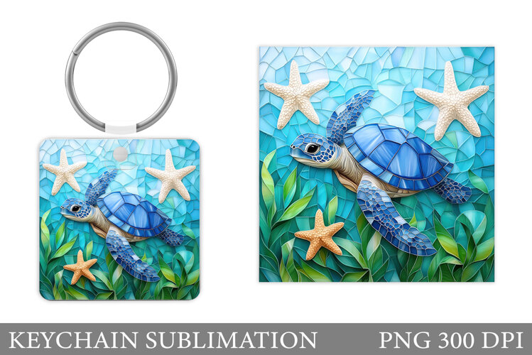 Turtle Keychain Sublimation. Sea Turtle Sublimation example image 1