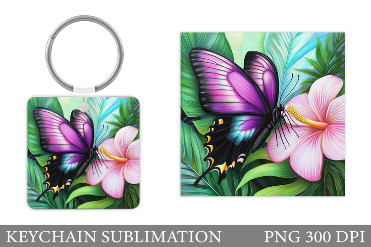 Butterfly Keychain Design. Butterfly Flowers Keychain