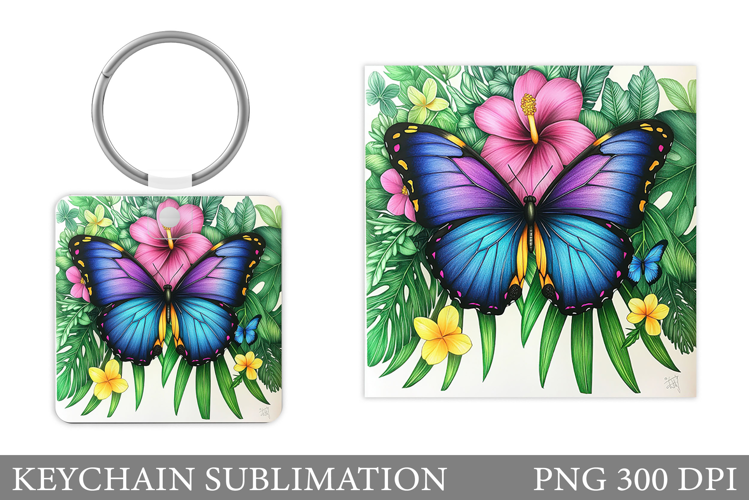 Butterfly Keychain Design. Butterfly Flowers Keychain